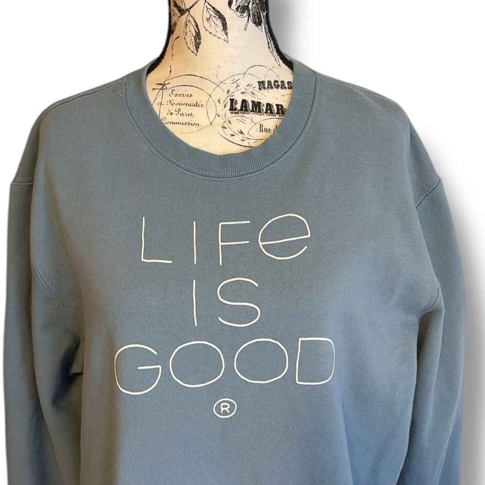 Life Is Good Men’s Sweatshirt Crew Neck Dusty Blue Size L - Picture 2 of 7